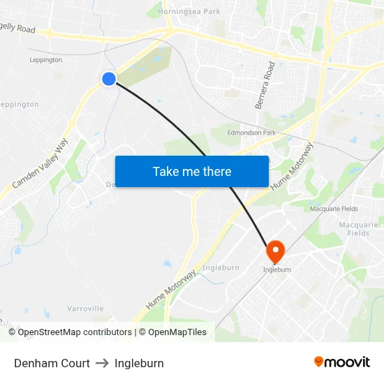Denham Court to Ingleburn map
