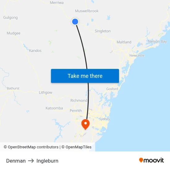 Denman to Ingleburn map