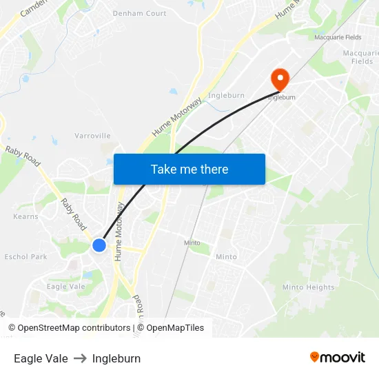 Eagle Vale to Ingleburn map