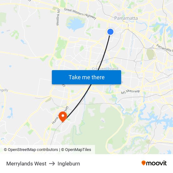 Merrylands West to Ingleburn map