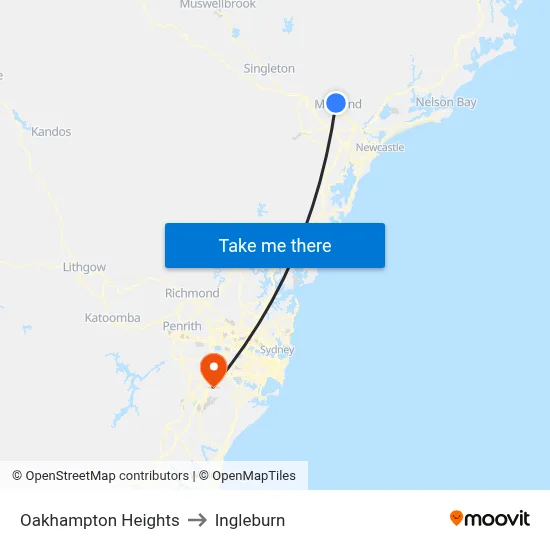 Oakhampton Heights to Ingleburn map