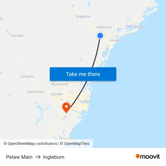 Pelaw Main to Ingleburn map