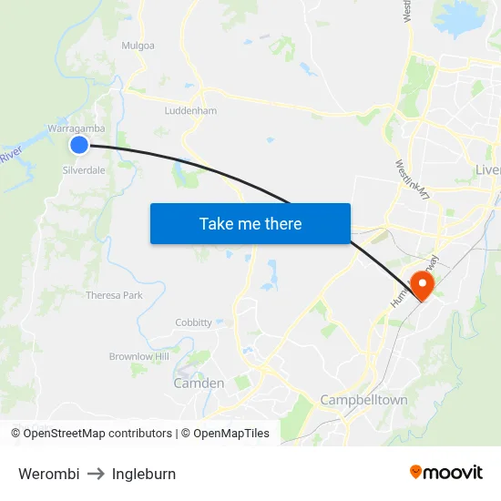 Werombi to Ingleburn map