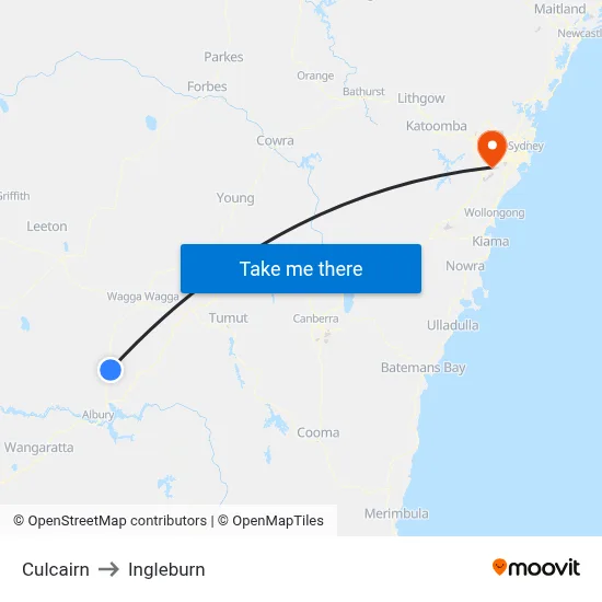 Culcairn to Ingleburn map