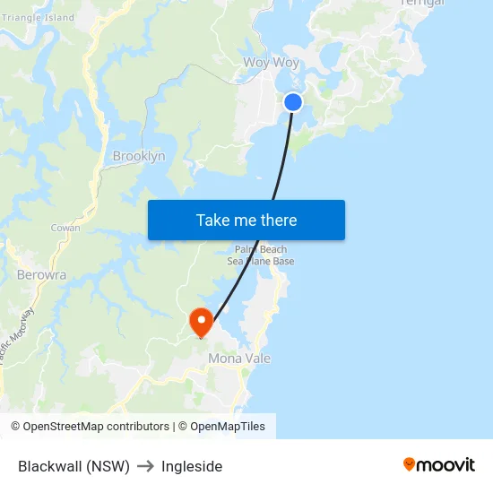 Blackwall (NSW) to Ingleside map