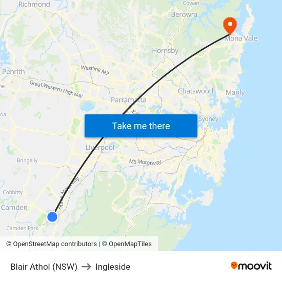Blair Athol (NSW) to Ingleside map