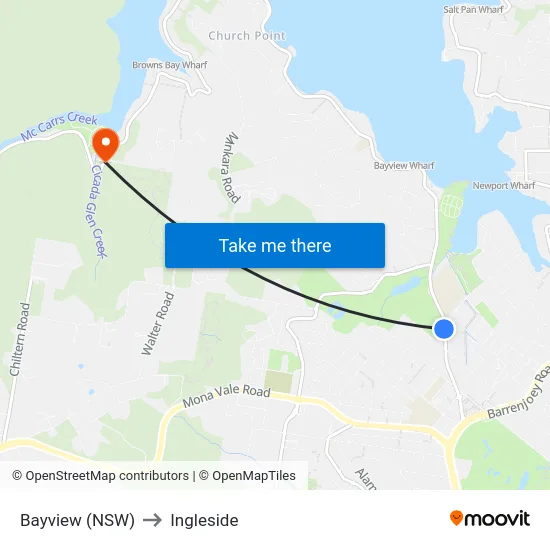 Bayview (NSW) to Ingleside map