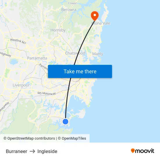 Burraneer to Ingleside map