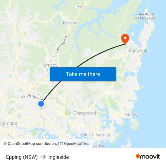 Epping (NSW) to Ingleside map