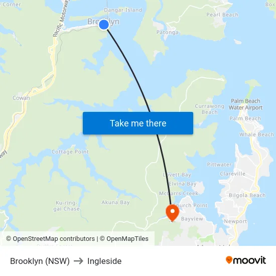 Brooklyn (NSW) to Ingleside map