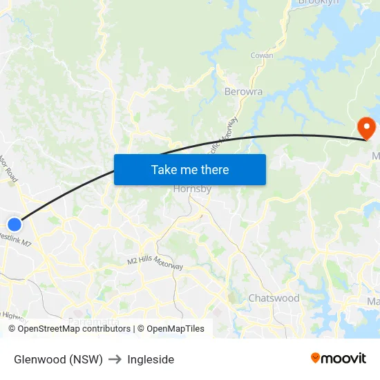 Glenwood (NSW) to Ingleside map