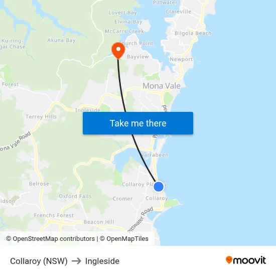 Collaroy (NSW) to Ingleside map