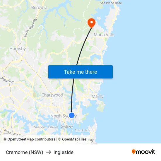 Cremorne (NSW) to Ingleside map