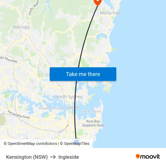 Kensington (NSW) to Ingleside map