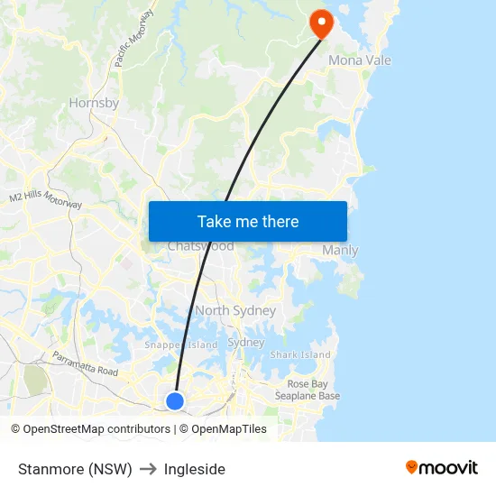 Stanmore (NSW) to Ingleside map
