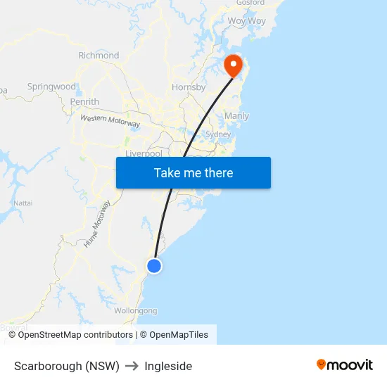 Scarborough (NSW) to Ingleside map