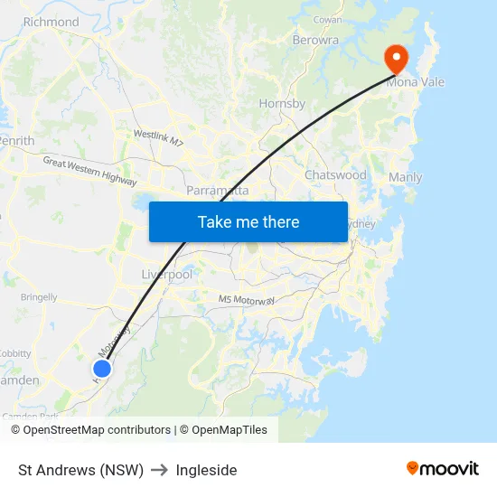 St Andrews (NSW) to Ingleside map