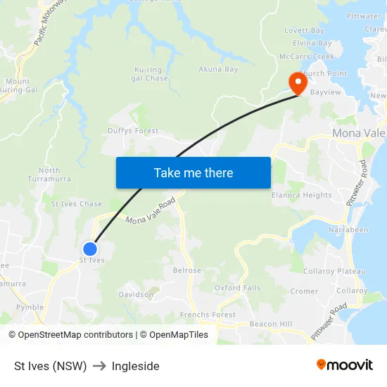 St Ives (NSW) to Ingleside map