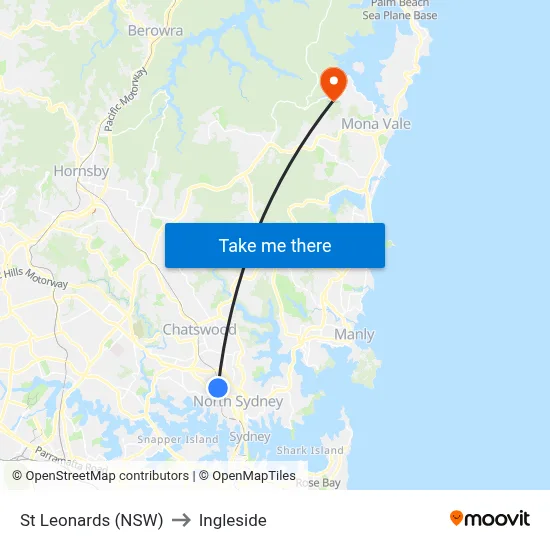 St Leonards (NSW) to Ingleside map