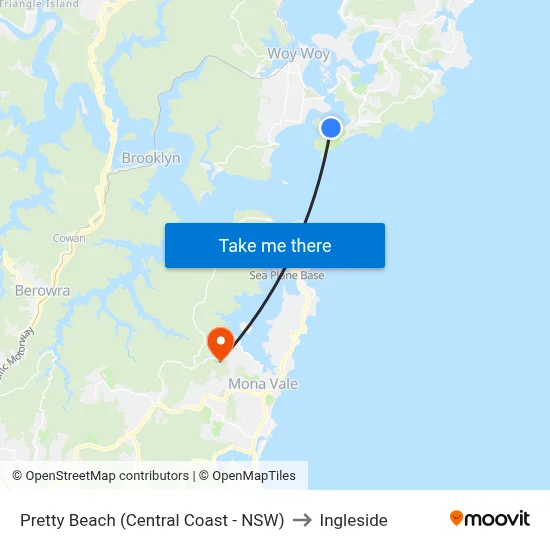 Pretty Beach (Central Coast - NSW) to Ingleside map