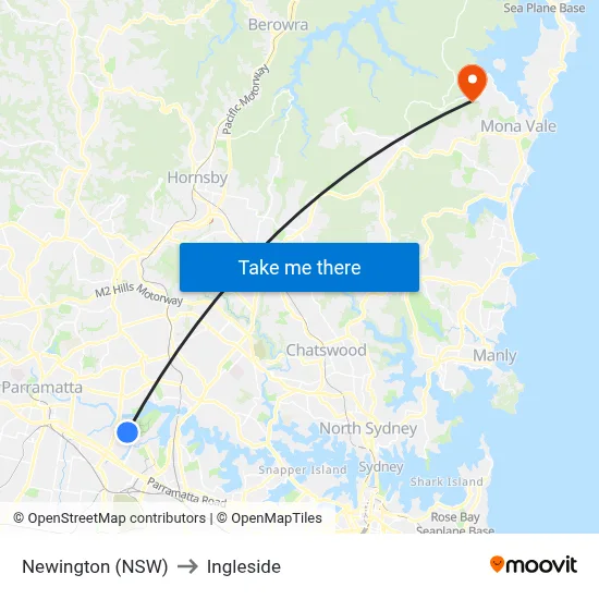 Newington (NSW) to Ingleside map