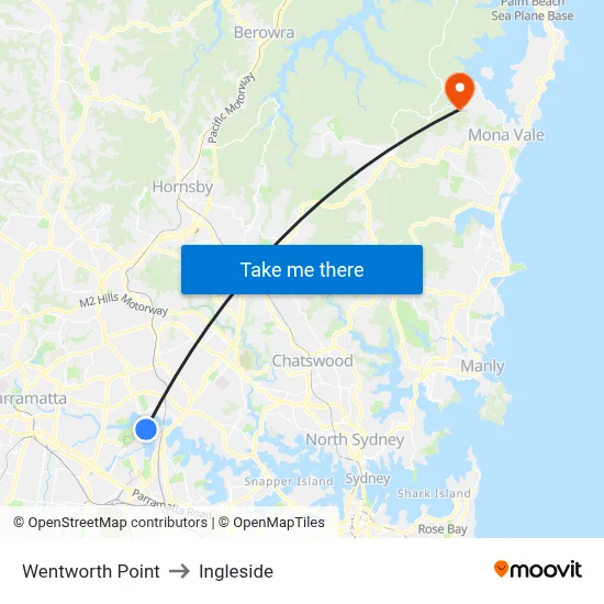 Wentworth Point to Ingleside map