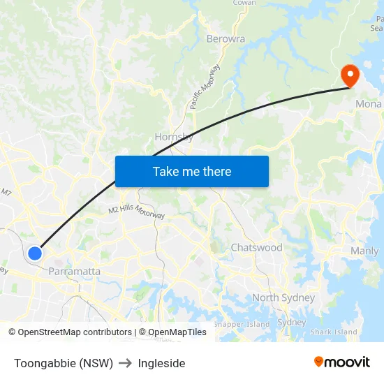 Toongabbie (NSW) to Ingleside map