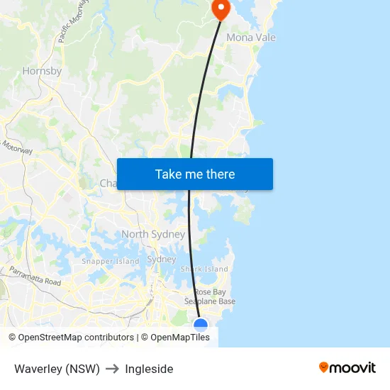 Waverley (NSW) to Ingleside map