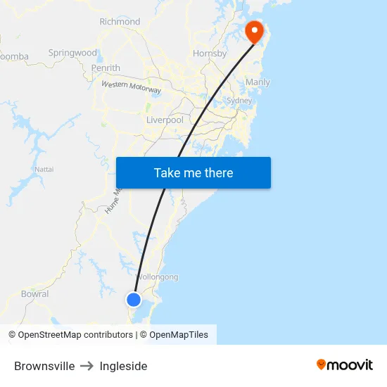 Brownsville to Ingleside map
