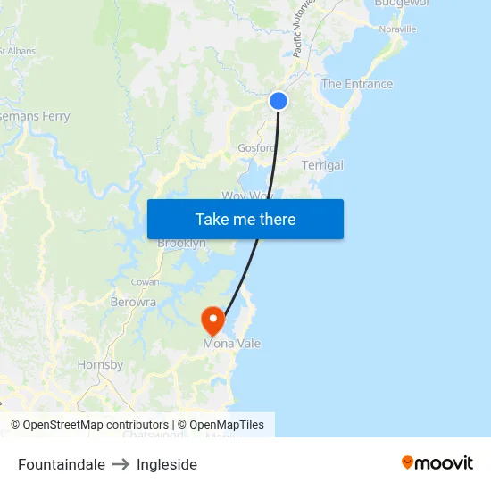 Fountaindale to Ingleside map