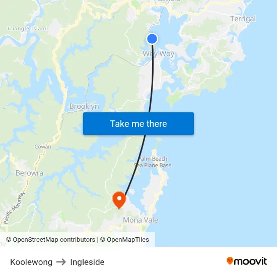 Koolewong to Ingleside map