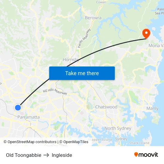 Old Toongabbie to Ingleside map