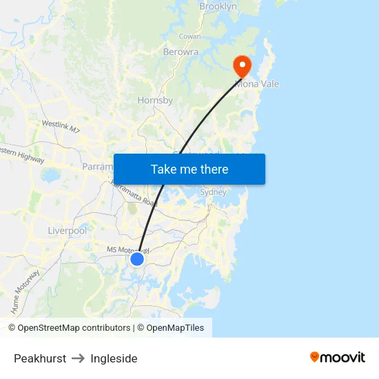 Peakhurst to Ingleside map