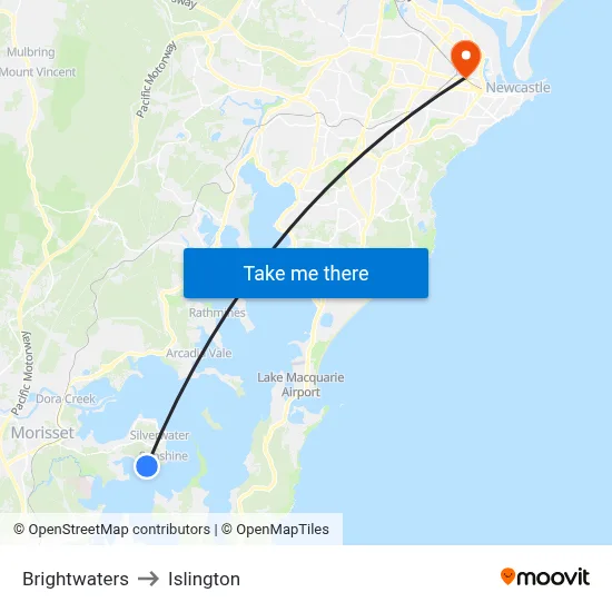 Brightwaters to Islington map