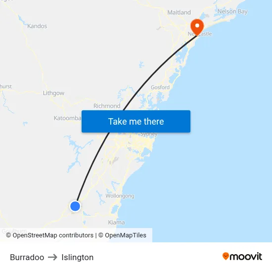 Burradoo to Islington map