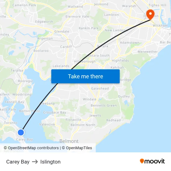 Carey Bay to Islington map