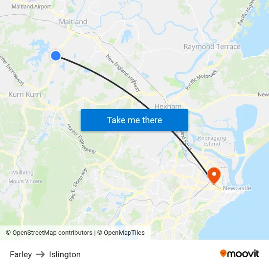Farley to Islington map