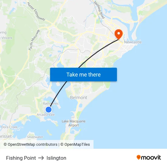 Fishing Point to Islington map