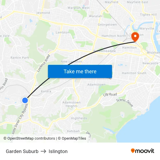 Garden Suburb to Islington map