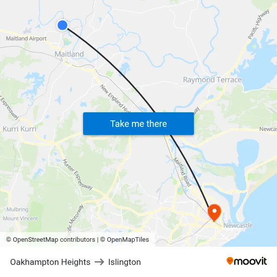 Oakhampton Heights to Islington map