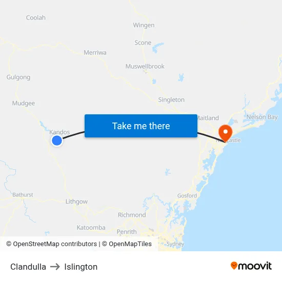 Clandulla to Islington map