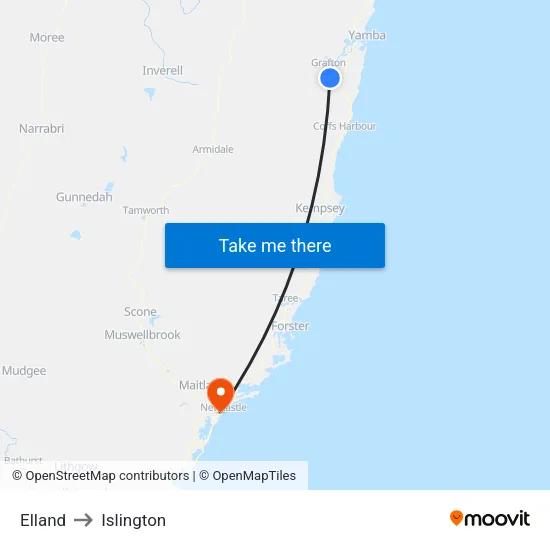 Elland to Islington map