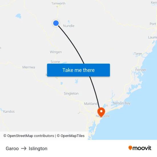 Garoo to Islington map