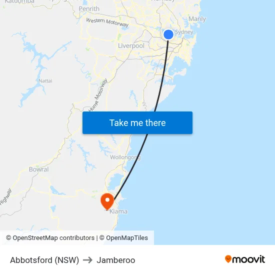 Abbotsford (NSW) to Jamberoo map