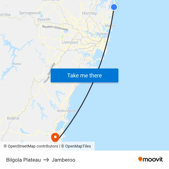 Bilgola Plateau to Jamberoo map