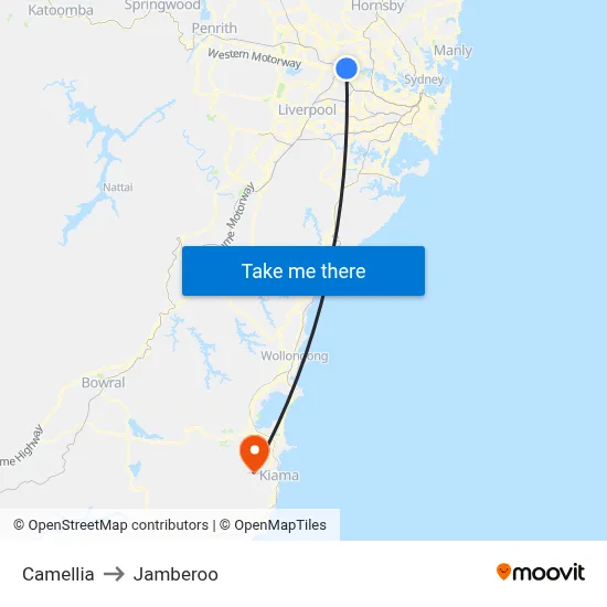 Camellia to Jamberoo map