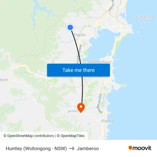 Huntley (Wollongong - NSW) to Jamberoo map