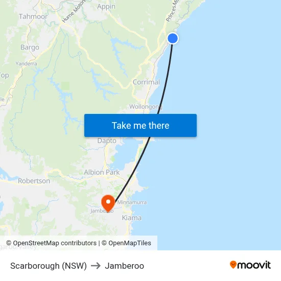 Scarborough (NSW) to Jamberoo map