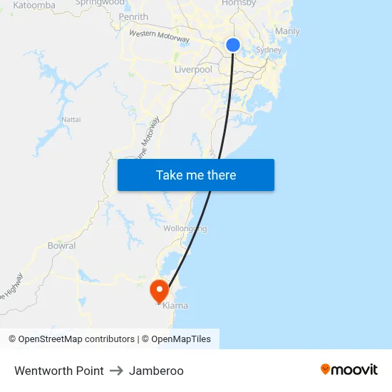 Wentworth Point to Jamberoo map