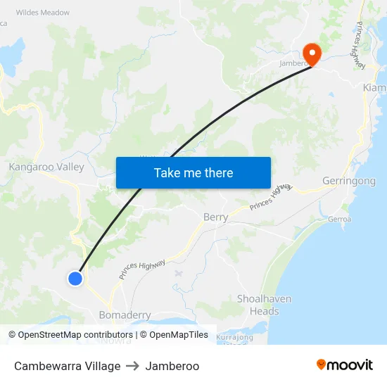 Cambewarra Village to Jamberoo map